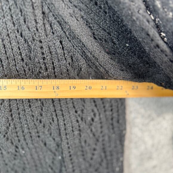 Free People Lights Will Shine Black Pullover Macrame Acrylic Wool Sweater M - Picture 8 of 9